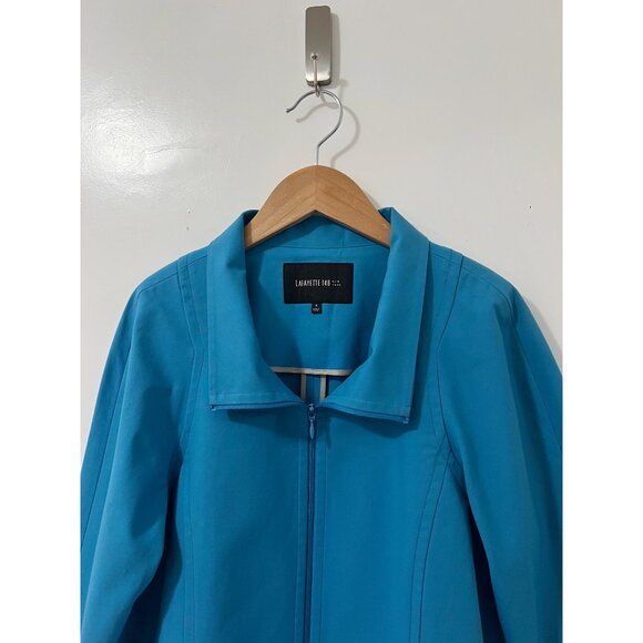 Lafayette 148 New York Blue Zip Front Casual Jacket Size Small - Picture 4 of 8